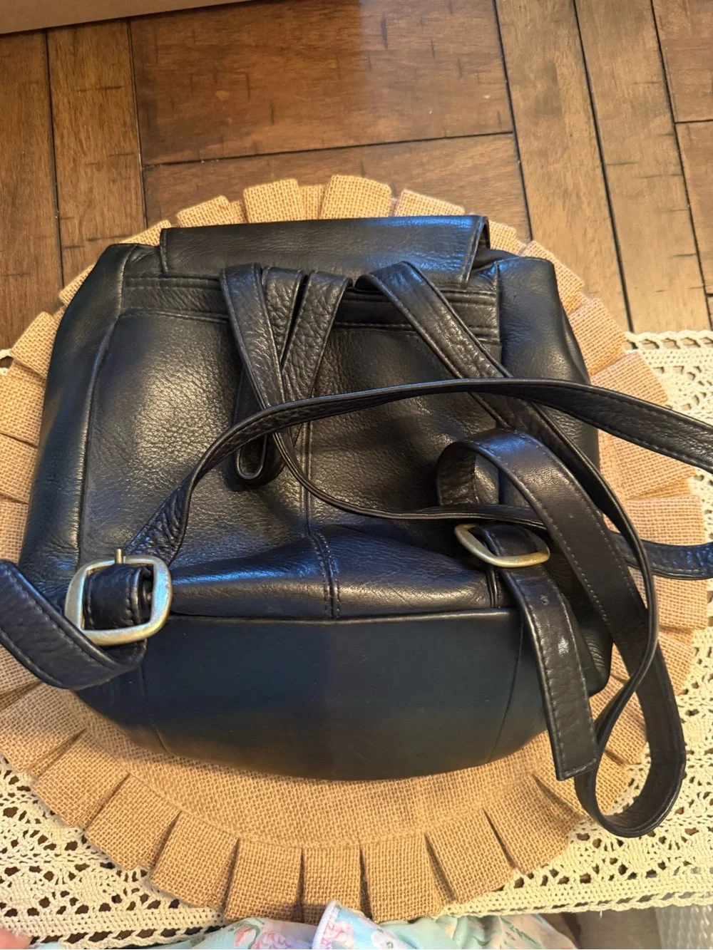 HOBO Black Leather Backpack with Front Flap